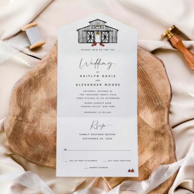 Chic Fall Grange | Invitation de mariage tout en u (Créateur téléchargé)