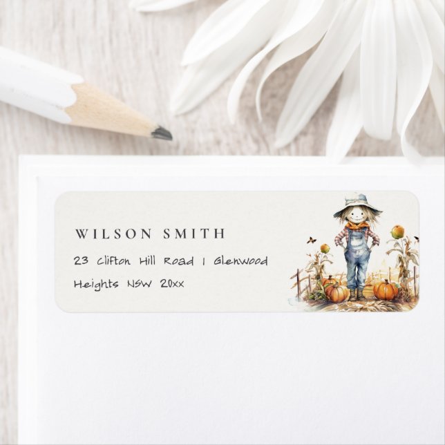 Chic Fall Pumpkin Scarecrow Harvest Kids-Adresse (Insitu)