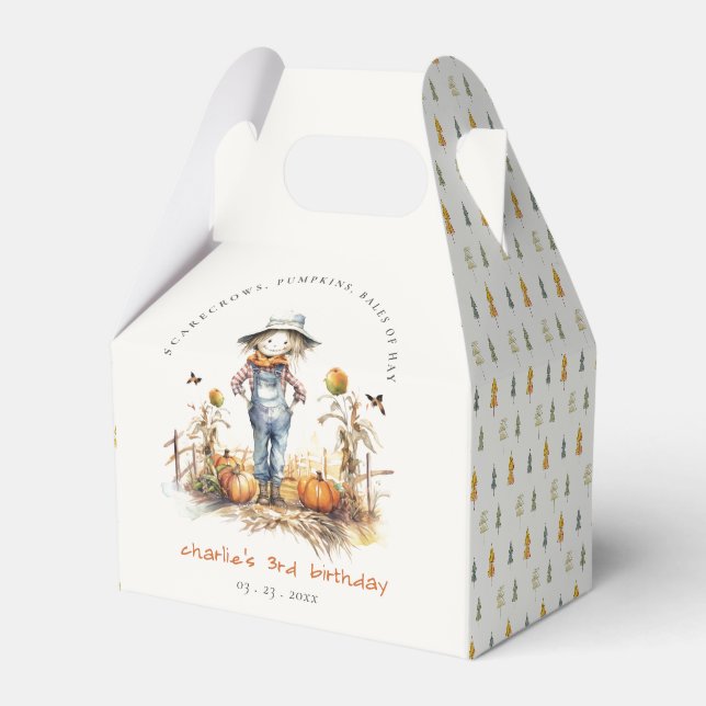 Chic Fall Pumpkin Scarecrow Harvest Kindergeburtst Geschenkschachtel (Vorderseite)