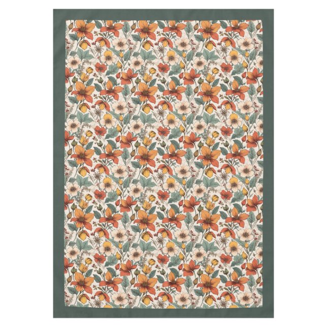 Chic fall terracotta Elfenbein Blume pastellgrün Tischdecke (Vorderseite)