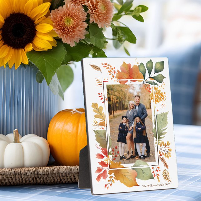 Chic Family Erntedank Fall Leaf Border Foto Fotoplatte (Von Creator hochgeladen)