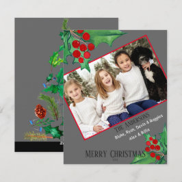 Chic Family Foto Watercolor Weihnachtsfeier Feiertagskarte