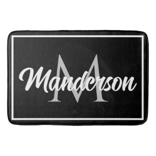 Chic Family Monogram Welcome Mat Schwarz-weiß Grau Badematte