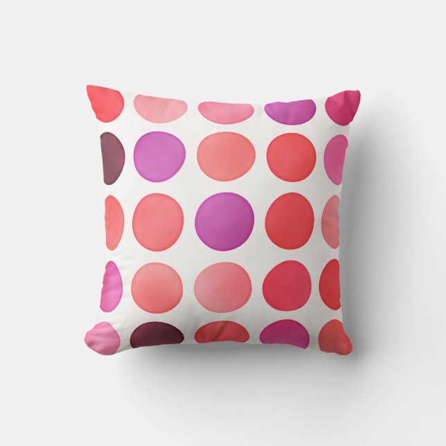 Chic farbenfrohe Aquarellpolka-Punktmuster Kissen (Vorderseite)
