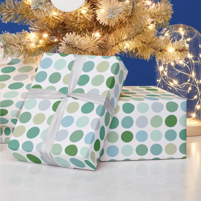 Chic farbenfrohe grüne Polka-Punkte Muster Monogra Geschenkpapier (Feiertage)