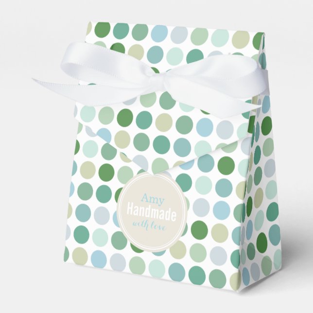 Chic farbenfrohe grüne Polka-Punkte Muster Monogra Geschenkschachtel (Vorderseite)