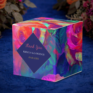 Chic farbenfrohe helle Blume Hochzeit Geschenkschachtel