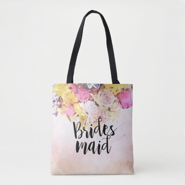 Chic farbenfrohe Wasserfarbenflorale Hochzeit Brau Tasche (Vorderseite)