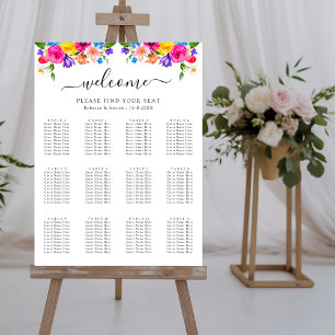 Chic farbenfrohe Wildblumen Hochzeitskarte Poster