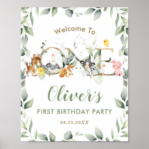 Chic Farm Animaux verdure Anniversaire Affiche de 