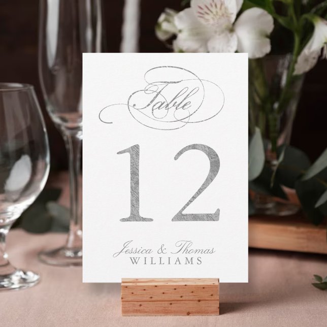 Chic Faux Argent Mariage Table Numéro Cartes (Créateur téléchargé)