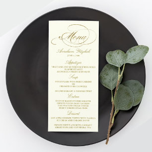 Chic Faux Gold Foil Mariage Menu Modèle - Ivory