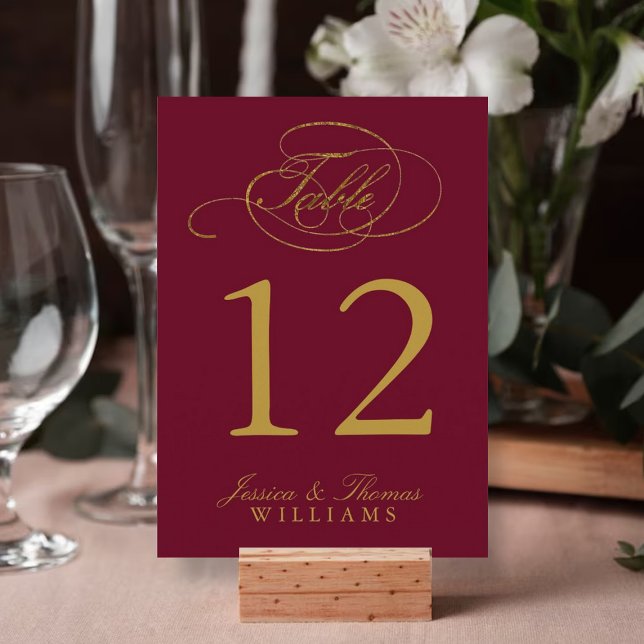 Chic Faux Gold Foil Mariage Table Numéro Cartes (Créateur téléchargé)
