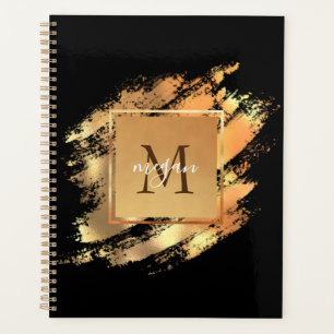 Chic Faux Gold Glam Brushstroke Monogramme