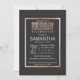 Chic Faux Rose Gold Anniversaire Invitations