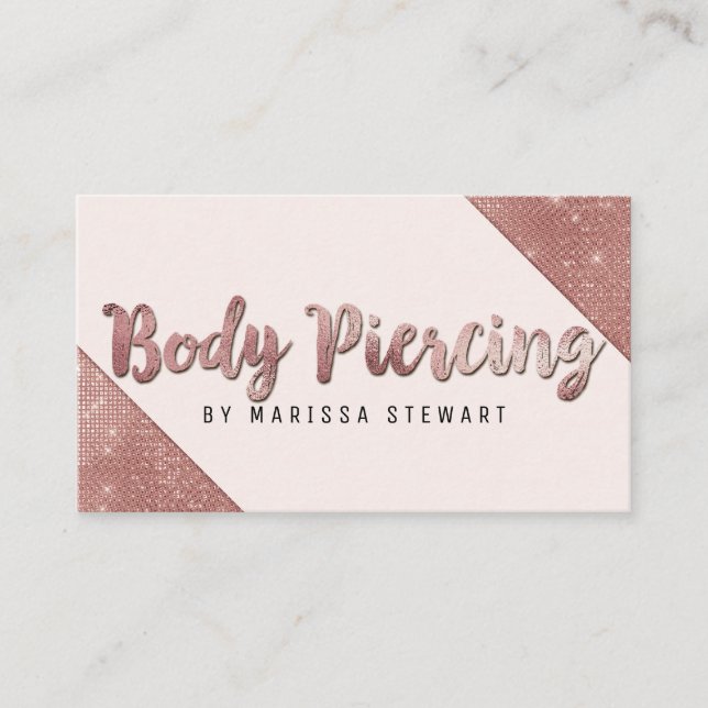 Chic Faux Rose Gold Glitter Sequins Body Piercing Visitenkarte (Vorderseite)