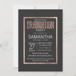 Chic Faux Rose Gold Graduation Party Invitations