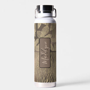 Chic Feathers mit Zebra Print Monogram Water Trinkflasche