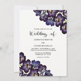 Chic Feminine Dark Lila Floral Wedding Einladung