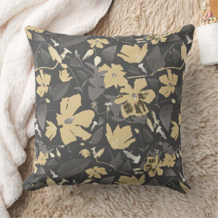 Chic Feminine Gold Grau florales Muster Kissen