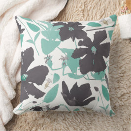 Chic Feminine Grau Aquamarines Blumenmuster Kissen