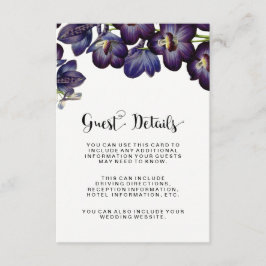Chic Feminine Lila Floral Gastdetails Hochzeit Begleitkarte