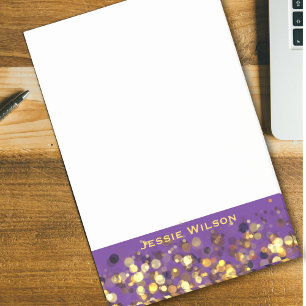 Chic feminine violette goldfarbene Rahmen mit dem Post-it Klebezettel