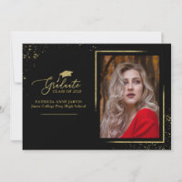Chic Festive Grad Ankündigung Gold Glitzer Foto