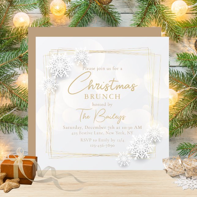 Chic Festive Holiday Snowflakes Christmas Brunch Einladung (Von Creator hochgeladen)