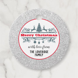 Chic & Festive Rot Frohe Weihnachten Silberner Gli Geschenkanhänger