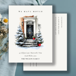 Chic Festive Winter Front Tür Wir sind umgezogen  Postkarte