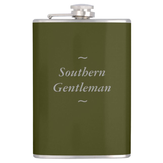CHIC FLASK_ " südlicher Herr" GRAU AUF OLIVE Flachmann (Vorderseite)