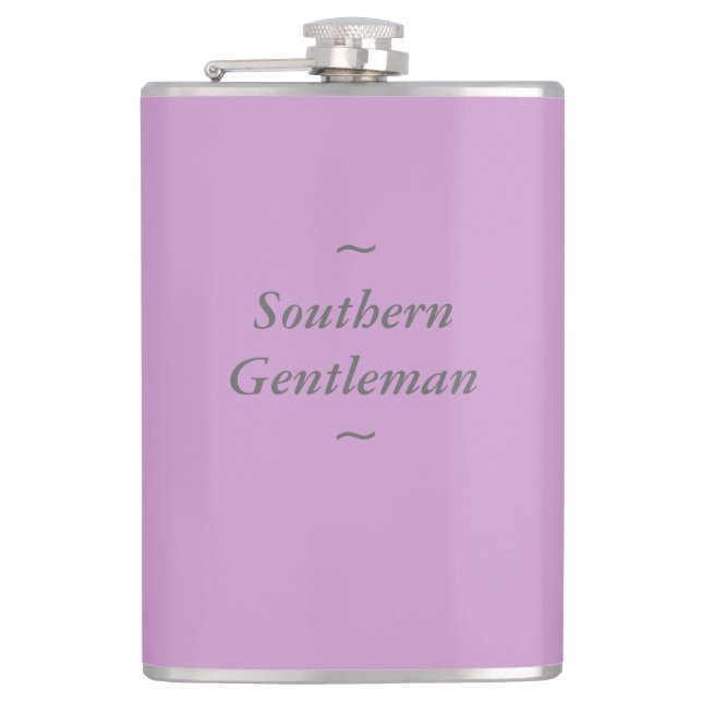 CHIC FLASK_ " südlicher Herr" GRAU AUF ORCHIDEE Flachmann (Vorderseite)