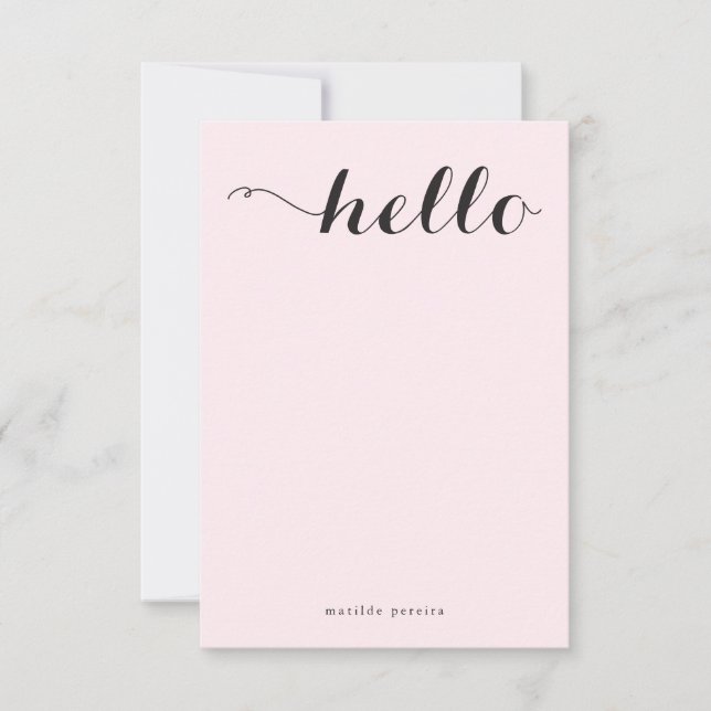 Chic Flat Note Name Hallo Stilvolle Pink Black Gir Dankeskarte (Vorderseite)