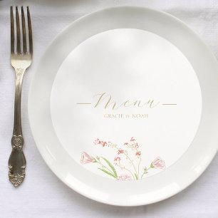 Chic Fleur sauvage Bouquet Ivory Card Mariage Menu