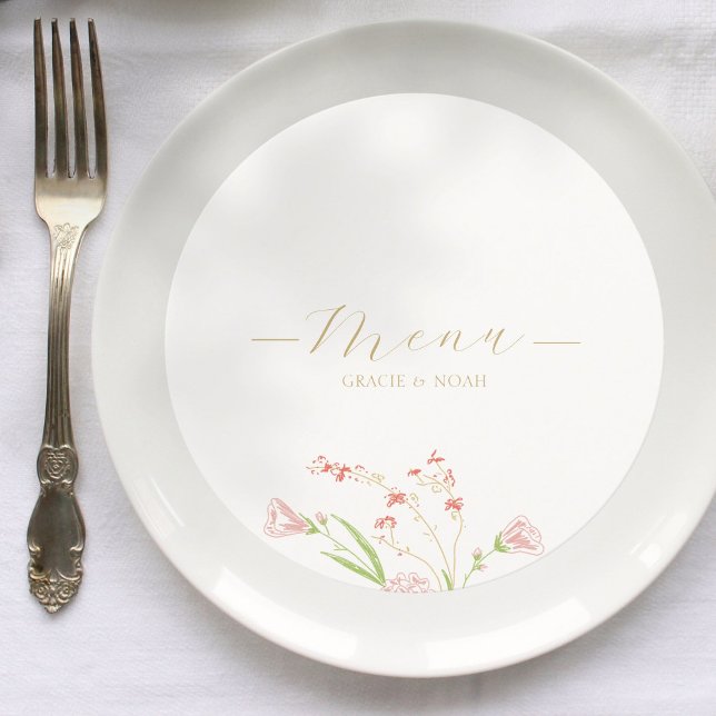 Chic Fleur sauvage Bouquet Ivory Card Mariage Menu (Créateur téléchargé)