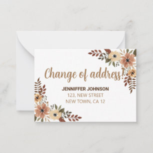 Chic Flora Changement D'Adresse Carte Faire-part