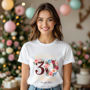 Chic floral 30. Geburtstag Party T-Shirt