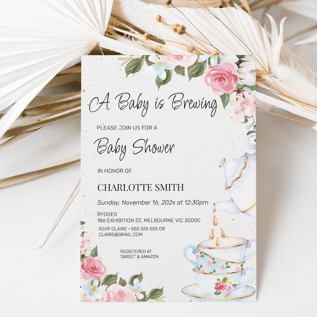 Chic Floral Baby brasse Baby shower Invitation (Créateur téléchargé)
