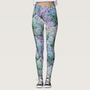 Chic Floral Blue Lila Hydrangea Muster Leggings