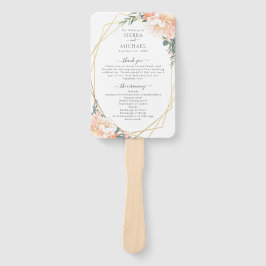 Chic Floral Blush Gold Dusty Blue Wedding Programm Fächer