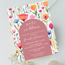 Chic Floral Blush Pink Baby Shower Girl