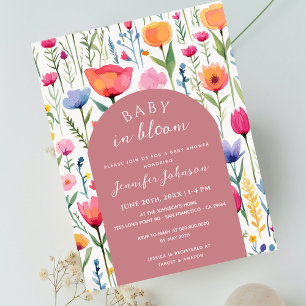Chic Floral Blush Pink Baby Shower Girl Postkarte