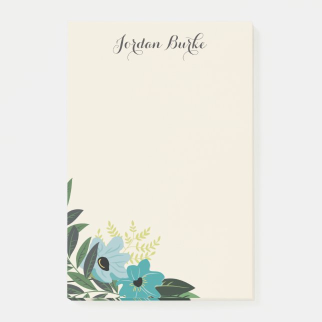 Chic Floral Border Monogram Post-it Klebezettel (Vorderseite)