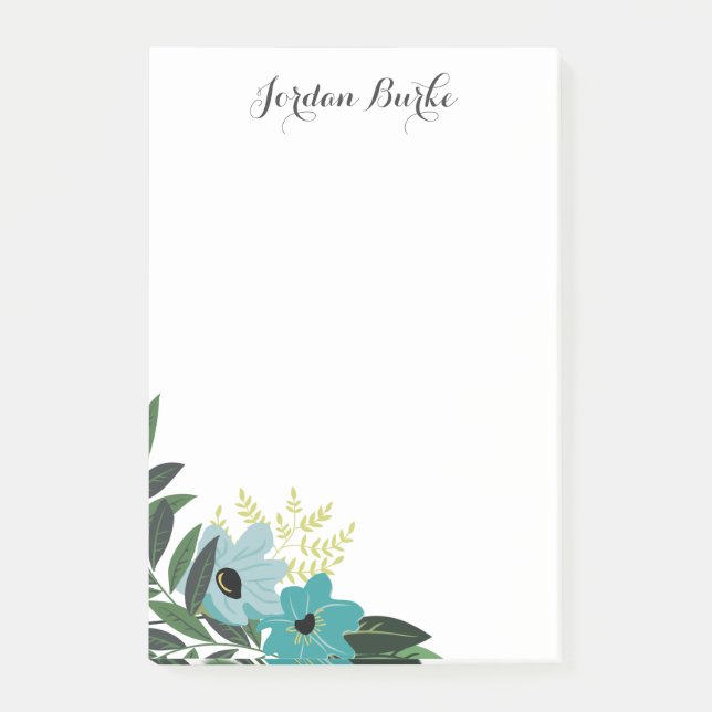 Chic Floral Border Monogram Post-it Klebezettel (Vorderseite)