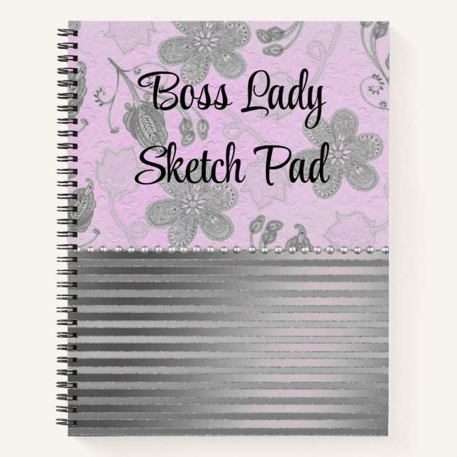Chic Floral Boss Lady Sketch Notizbuch (Vorderseite)