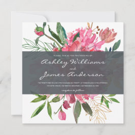 Chic Floral Botanical Wedding Einladung | Platz
