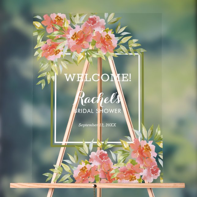 Chic Floral Bouquet Brautparty Empfang Acrylschild (Neutral)