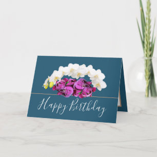 Chic Floral Bouquet Orchids & Peony Blume Geburtst Karte