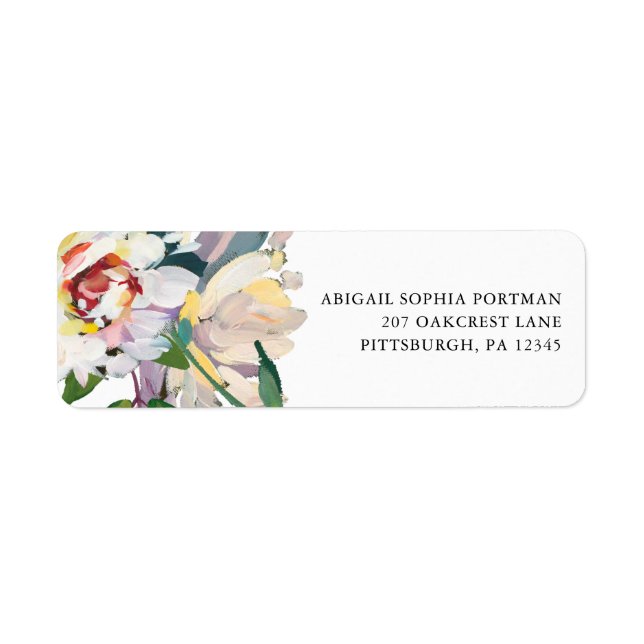 Chic Floral Bouquet Wedding Mailing Label (Vorne)